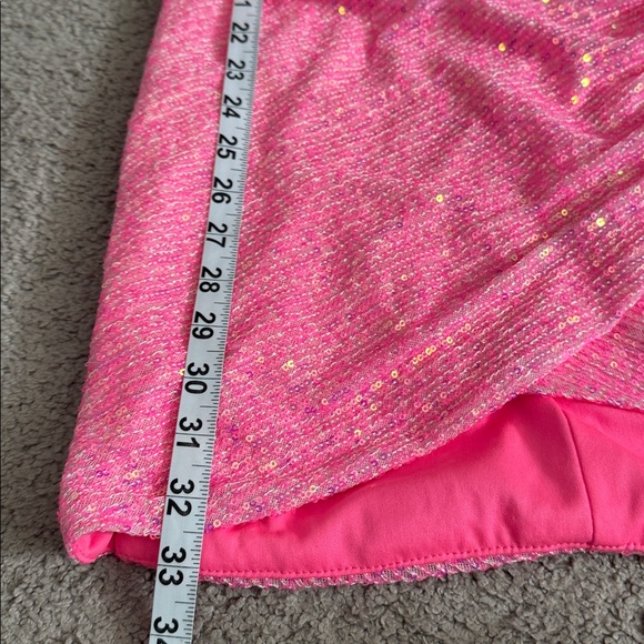 La Femme 3 neon pink one-shoulder sequin short cocktail dress homecoming hoco - Picture 4 of 8